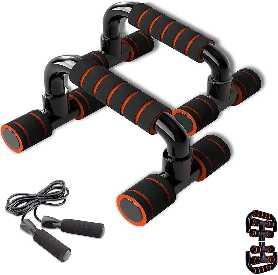 Push Up Bar Push-Ups Stands Steel Bars with Cushioned Foam and Skipping Rope |Handle T Shaped for Upper Bodybuilding Chest Muscles Training Home Gym Exercise Equipment (B0BTMR2F5X) Amazon Price History, Amazon Price Tracker