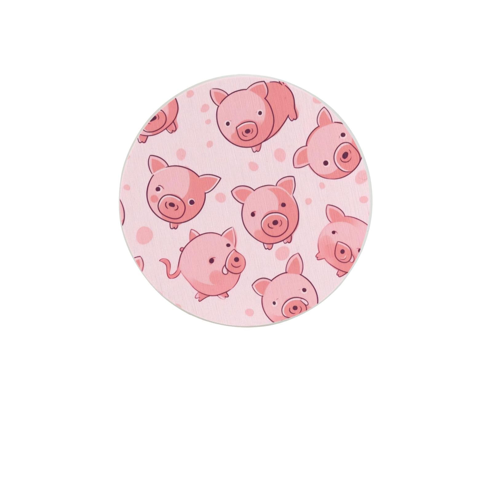 Cute Pig Absorbent Drink Coasters Diatomaceous Round Coaster 4 Inch Reusable Cup Coasters Set 4pc