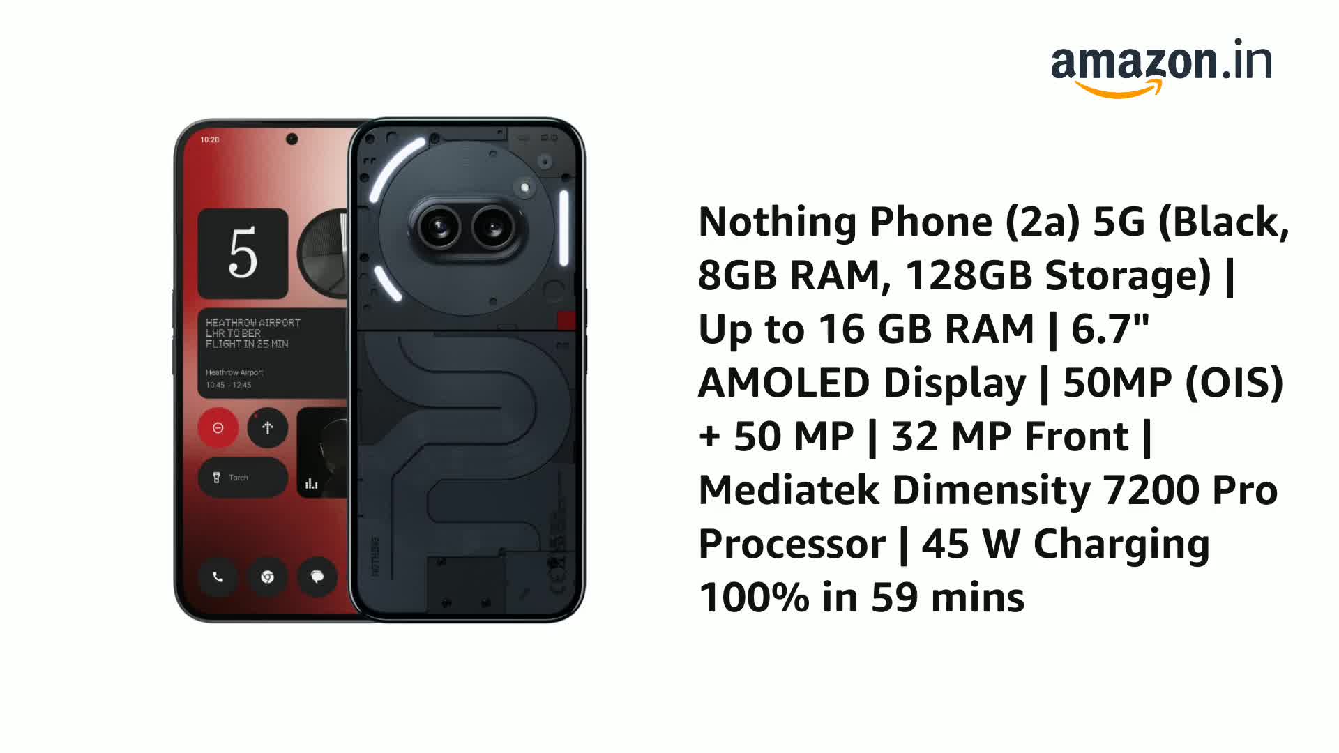 Nothing Phone(2a) / 128GB + 8GB / ブラック Nothing Phone (2a) 5G Black 128GB + 8GB Dual-SIM Factory