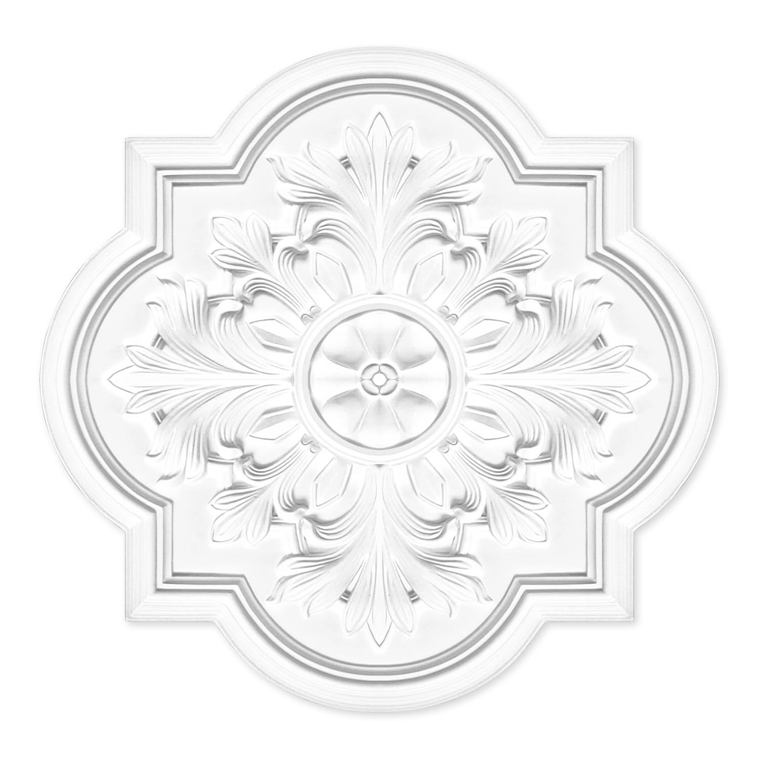 Living Heat White Celestial Charm - Ornate Decorative Ceiling Rose - Lightweight Polyurethane 50Cm X 5Cm