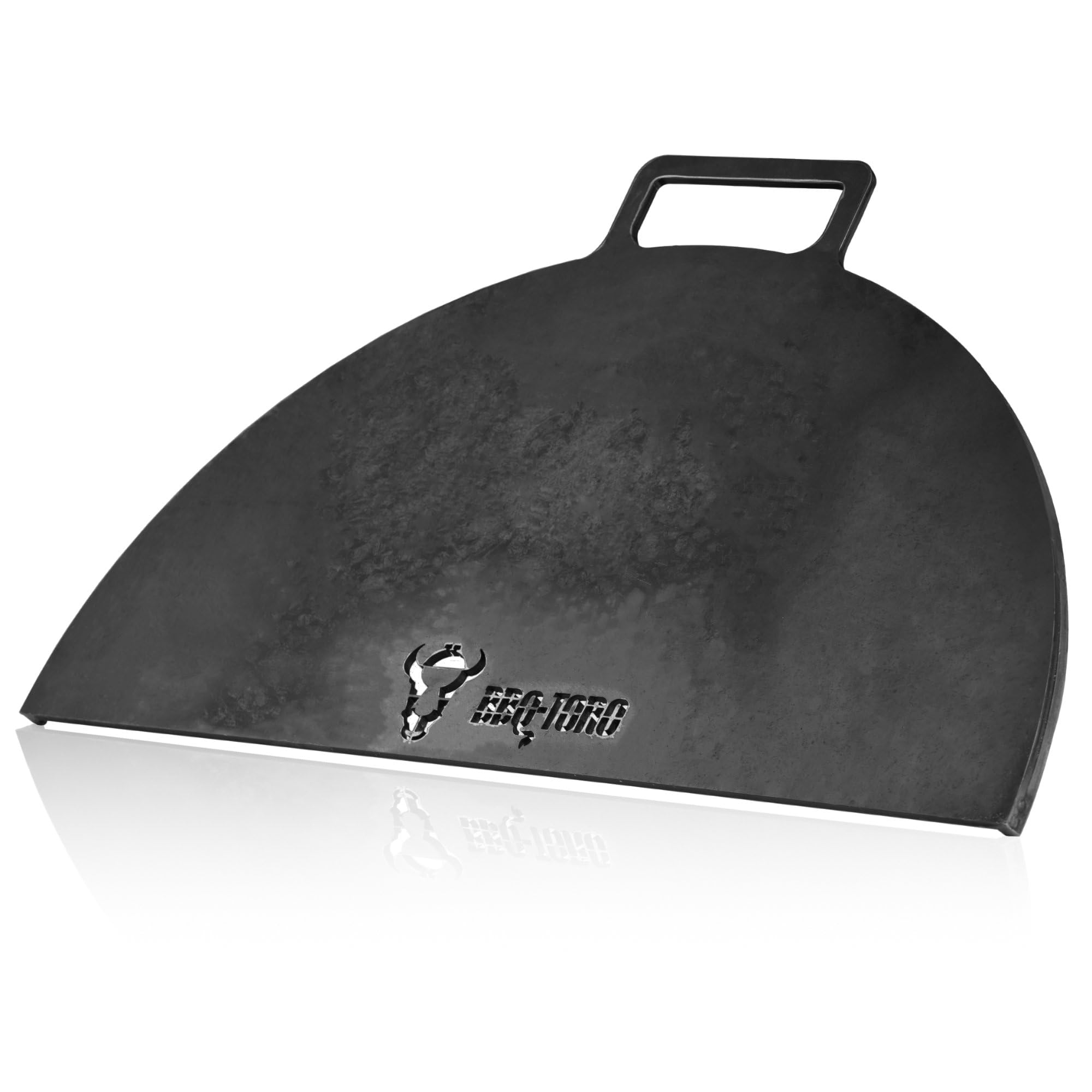 BBQ-Toro Plancha de acero al carbono para braseros de 60 cm de diámetro, semicircular con asa, color gris, accesorio para brasero, placa de fuego, parrilla, barril de fuego, accesorios, barril de