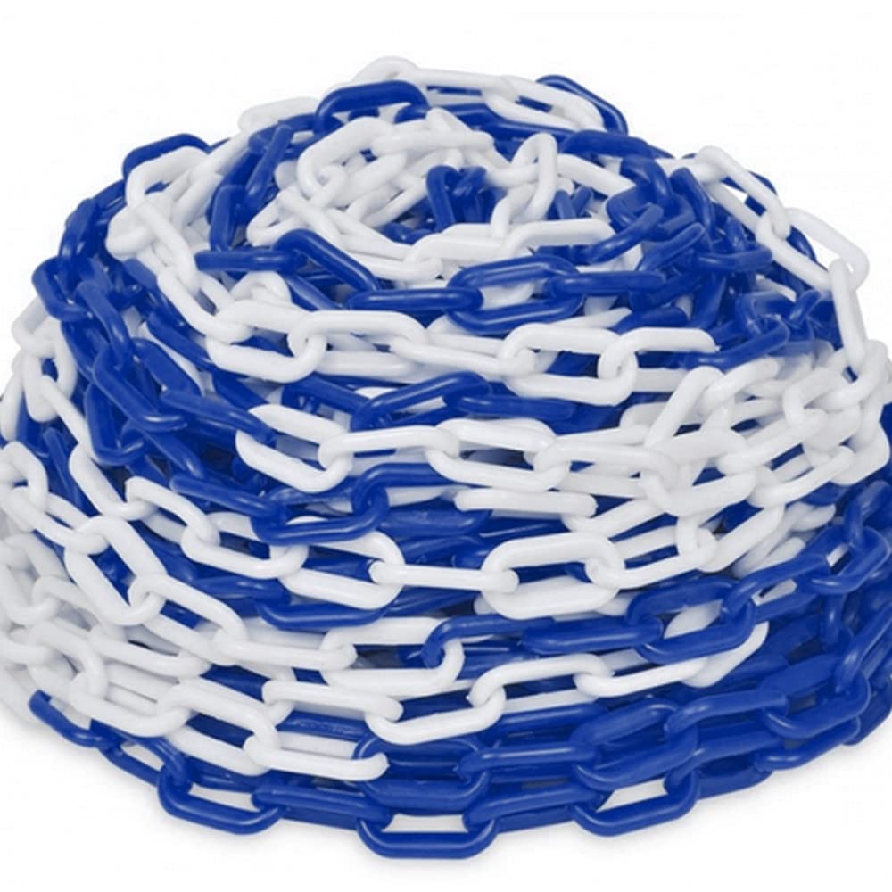 Chaîne plastique de délimitation et signalisation 25 m 8 mm bleu blanc