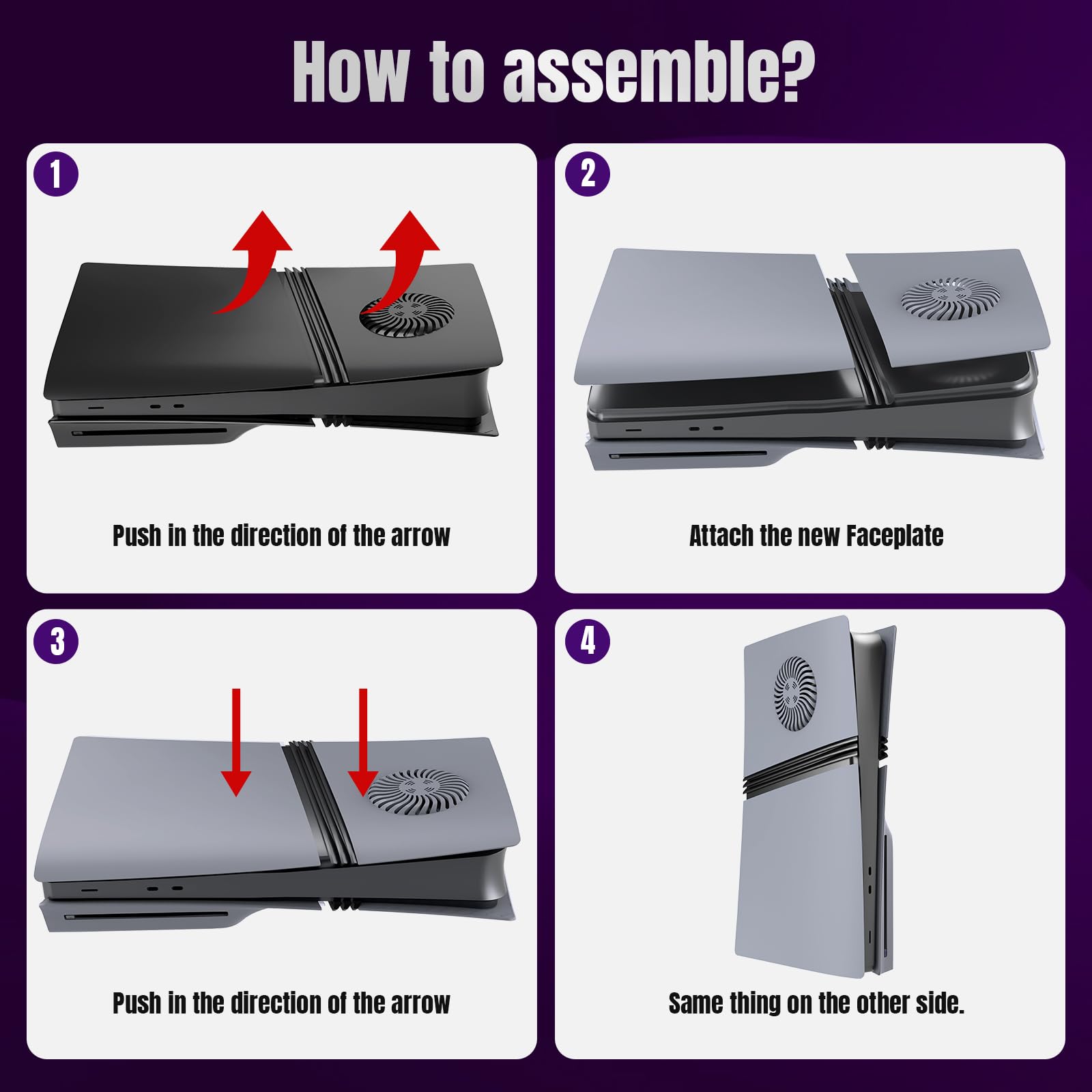 Coperchio Piastre di Ricambio per PS5 Pro Console, Faceplate Guscio Personalizzato Piastra Laterali con Prese d'aria Custodia in ABS Accessori per PS5 Pro Disc Edition, Grigio