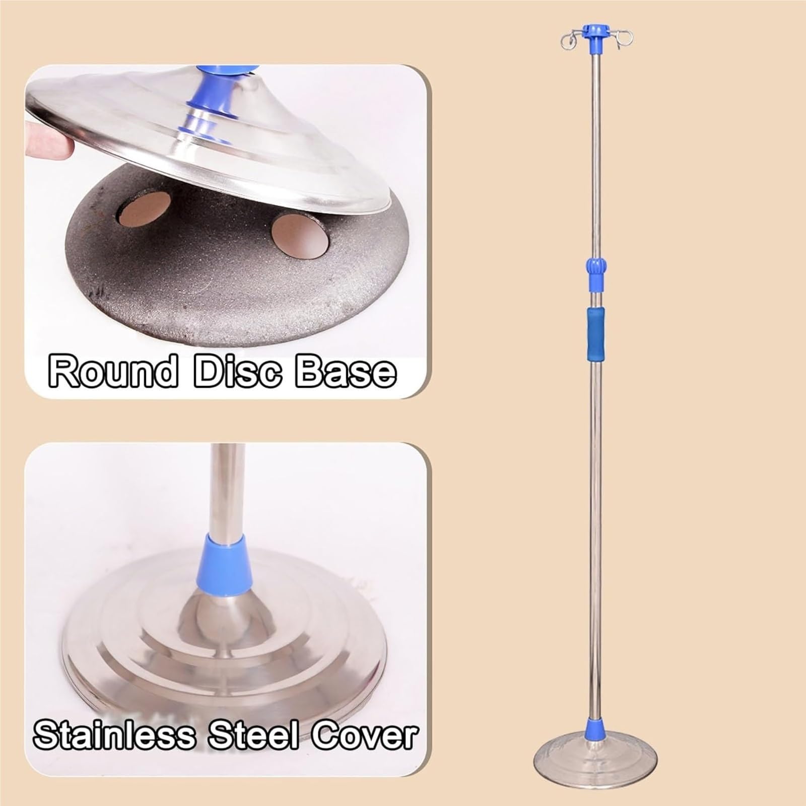 Soporte rodante for portasueros de acero inoxidable resistente portabotellas | Soporte for bolsa intravenosa de 4 puntas y altura ajustable 5 ruedas giratorias