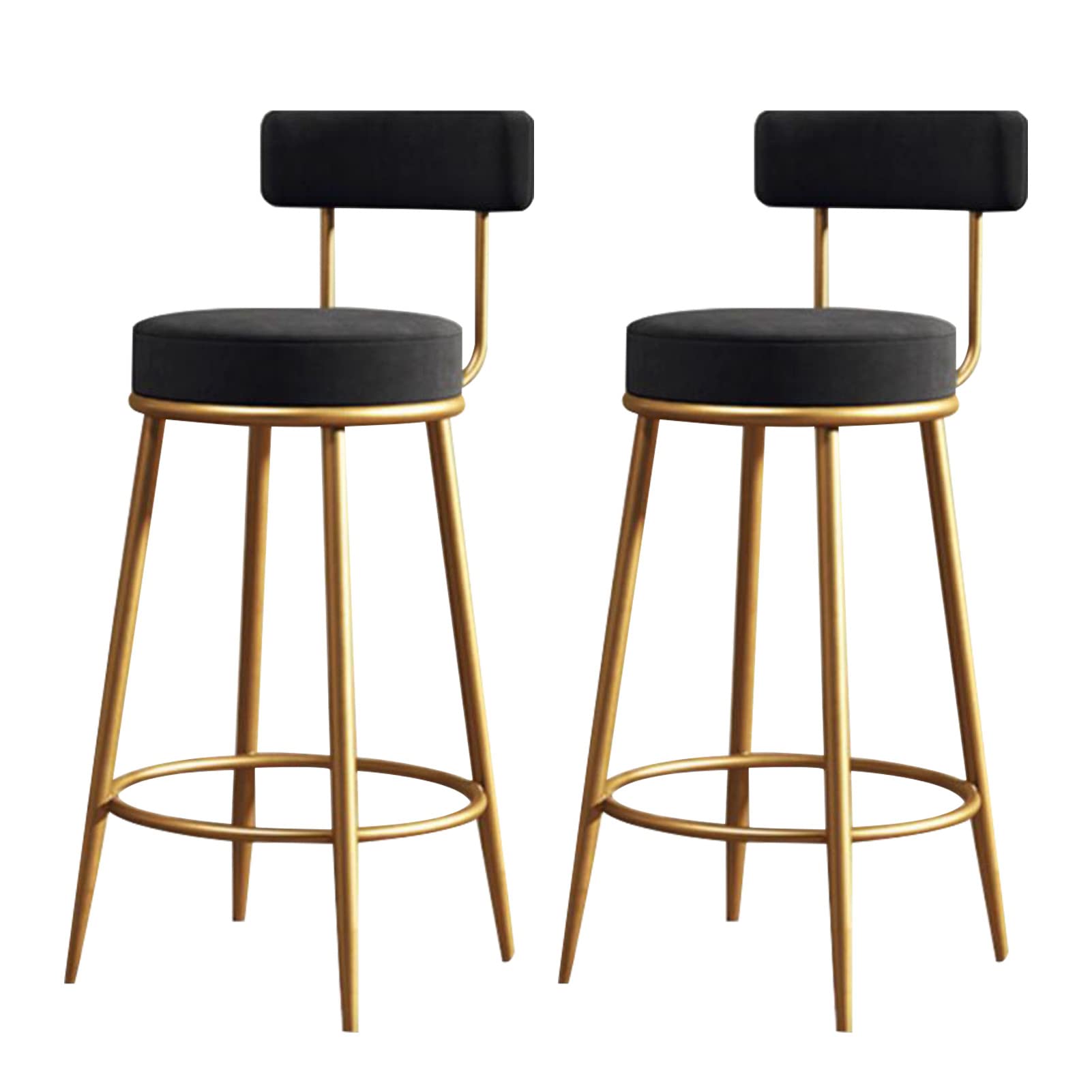 Tabourets de bar noirs confortables avec assise velours et repose-pieds ergonomique