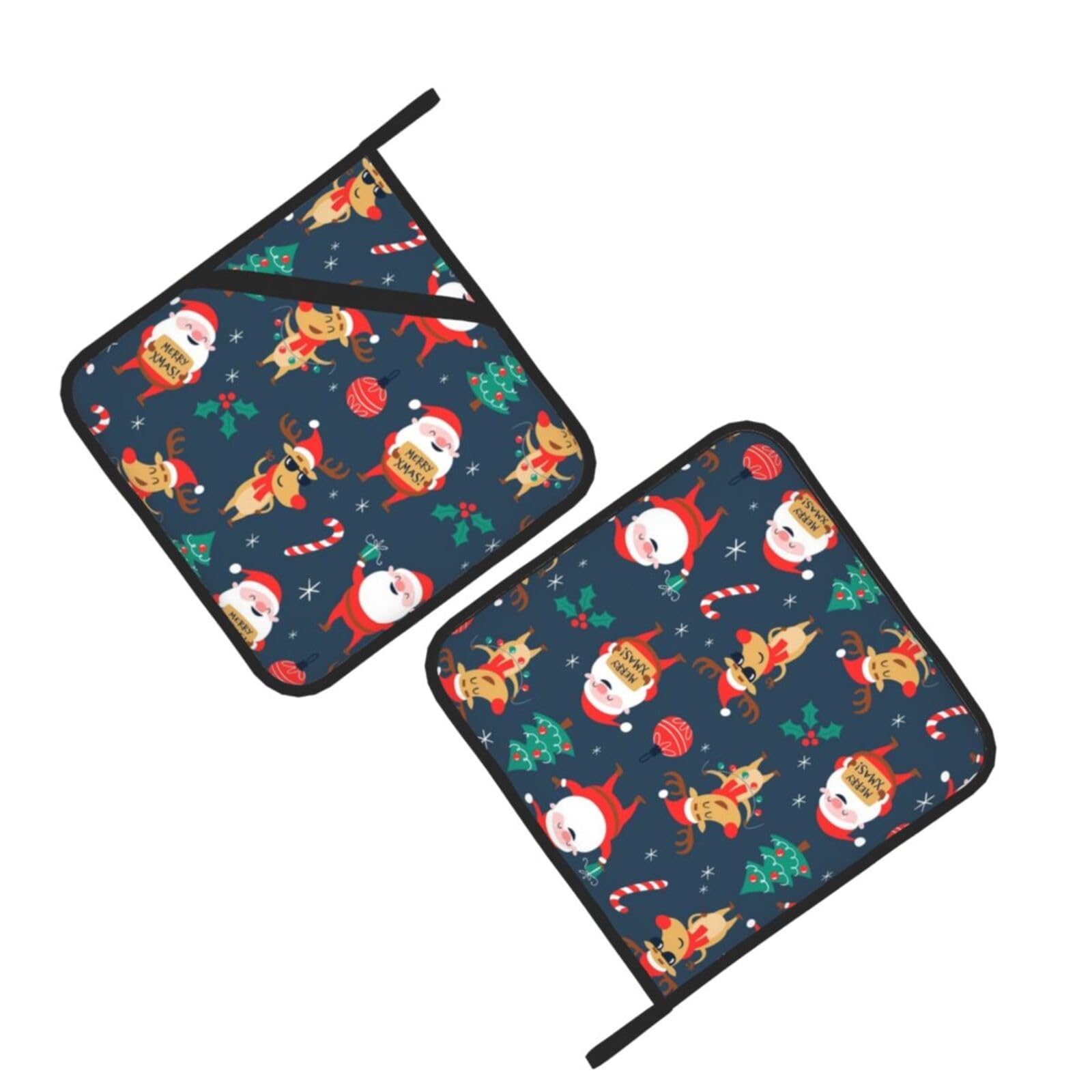 Santa Claus Christmas Printed Oven Pot Holders Set of 2 Pcs Heat Resistant Kitchen Microwave Potholders for Cooking Baking Grilling