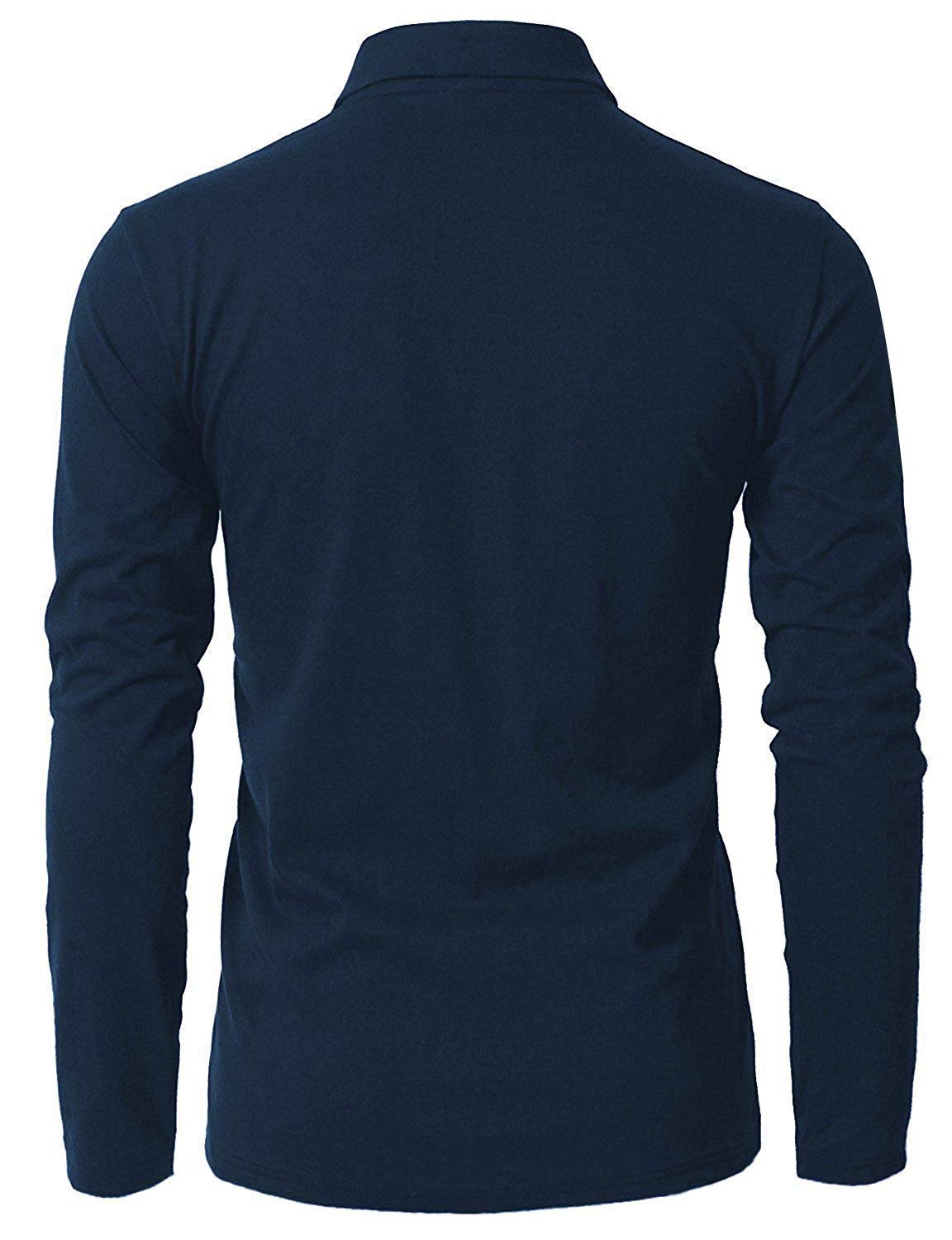 VMSUCIJ Polo Manica Lunga Uomo Maglietta con Abbottonatura Patchwork a Doppio Triangolo Elegante Cotone T-Shirt con Taschino