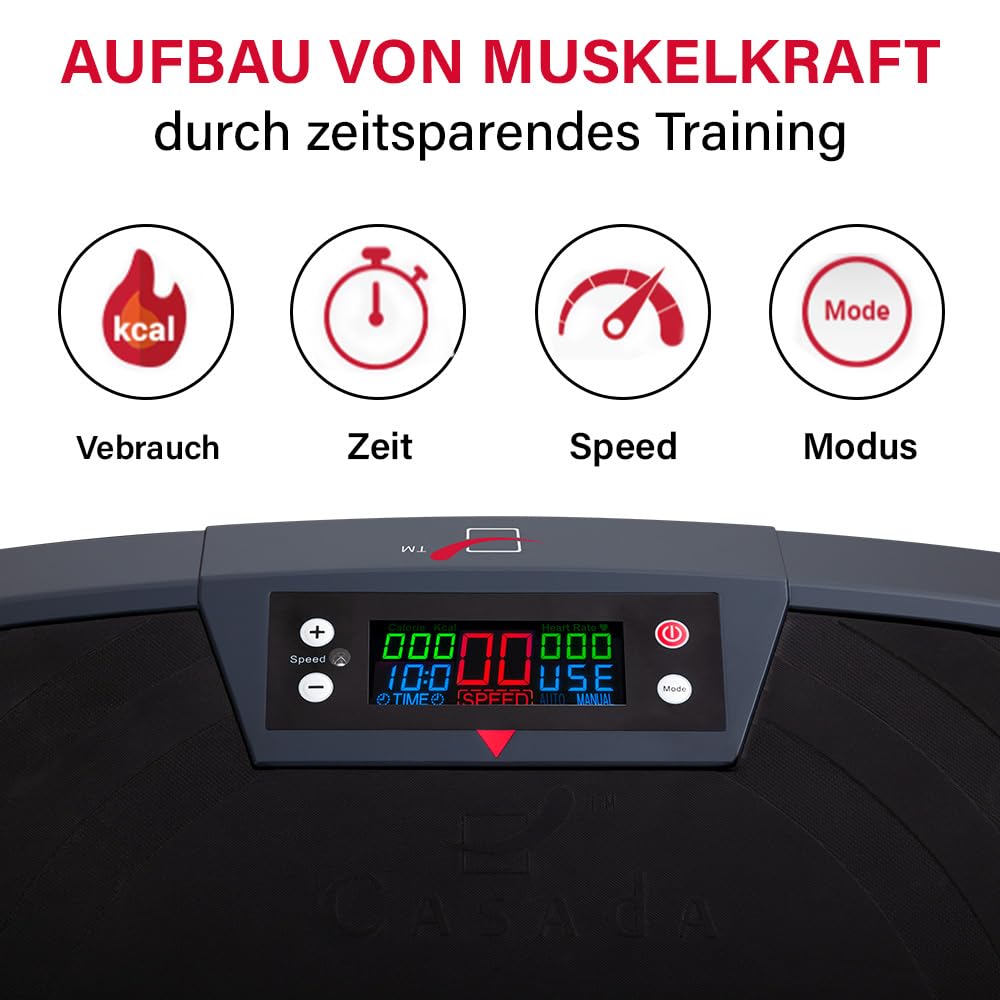 Casada PowerBoard 3.0 – Seitenalternierende Vibrationsplatte für Ganzkörpertraining, Muskelaufbau, Gelenkschonendes Home-Workout, 99 Intensitätsstufen, Fitnessplatte für Zuhause