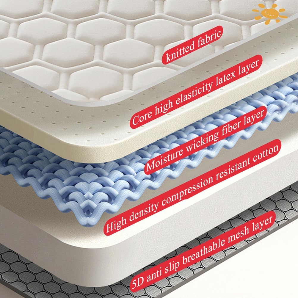 Gray,150 * 200 * 4cm, Latex Futon Mattress Topper Thicken 4Cm/9Cm Japanese Floor Mattress Quilted Bed Mattress Topper Tatami Pad Sleeping Mattress Pad Portable Roll Up Camping Mattress