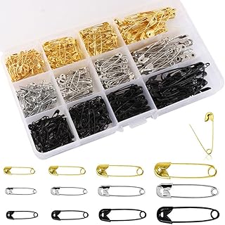 Naisfei 520-Pack Safety Pins Set - Assorted Colors and Sizes for Clothes, Art Craft, Sewing, Office, Home Use - Large Heav...