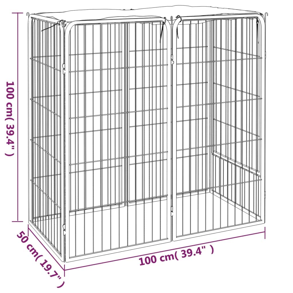 Parque para perros de acero con recubrimiento en polvo, 50 x 100 cm, con techo y puerta, seguro para cachorros y perros, recinto versátil para jardín, terraza, interior