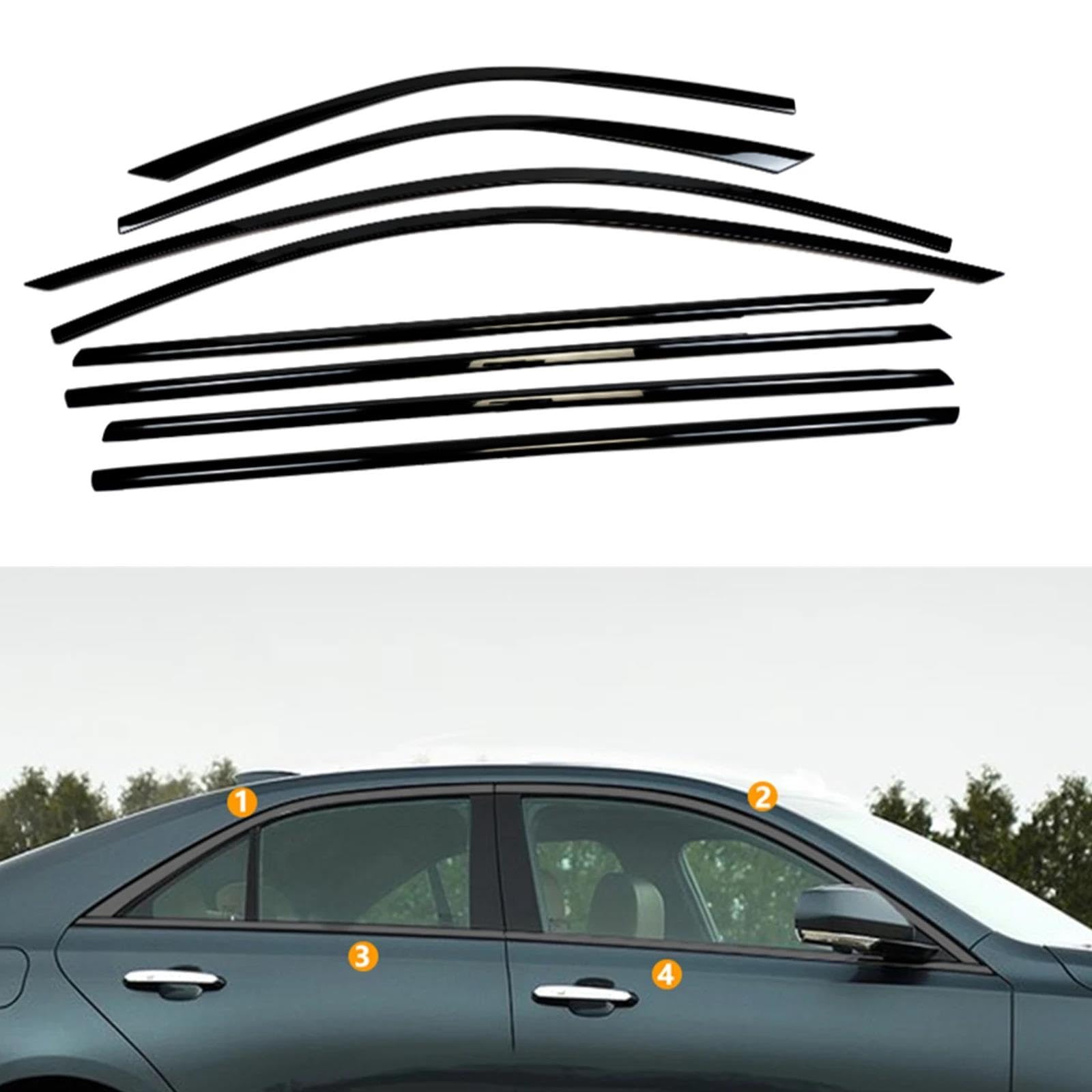Striscia Tenuta Portiera Striscia Rivestimento Telaio Finestra In Acciaio Inossidabile Per Cadillac CT4 2020-2025 Guarnizioni