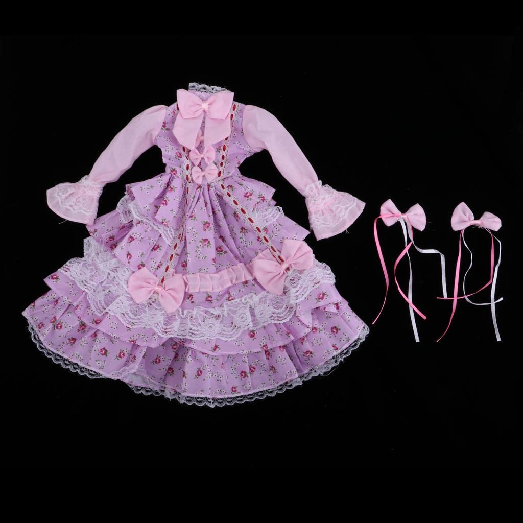 2 Stück Puppenkleid für 60cm Mädchenpuppe BJD Lolita Prinzessin mit Elegantem Kopfschmuck Und Süßem Schnitt aus Angenehmem Material für Geschenkideen