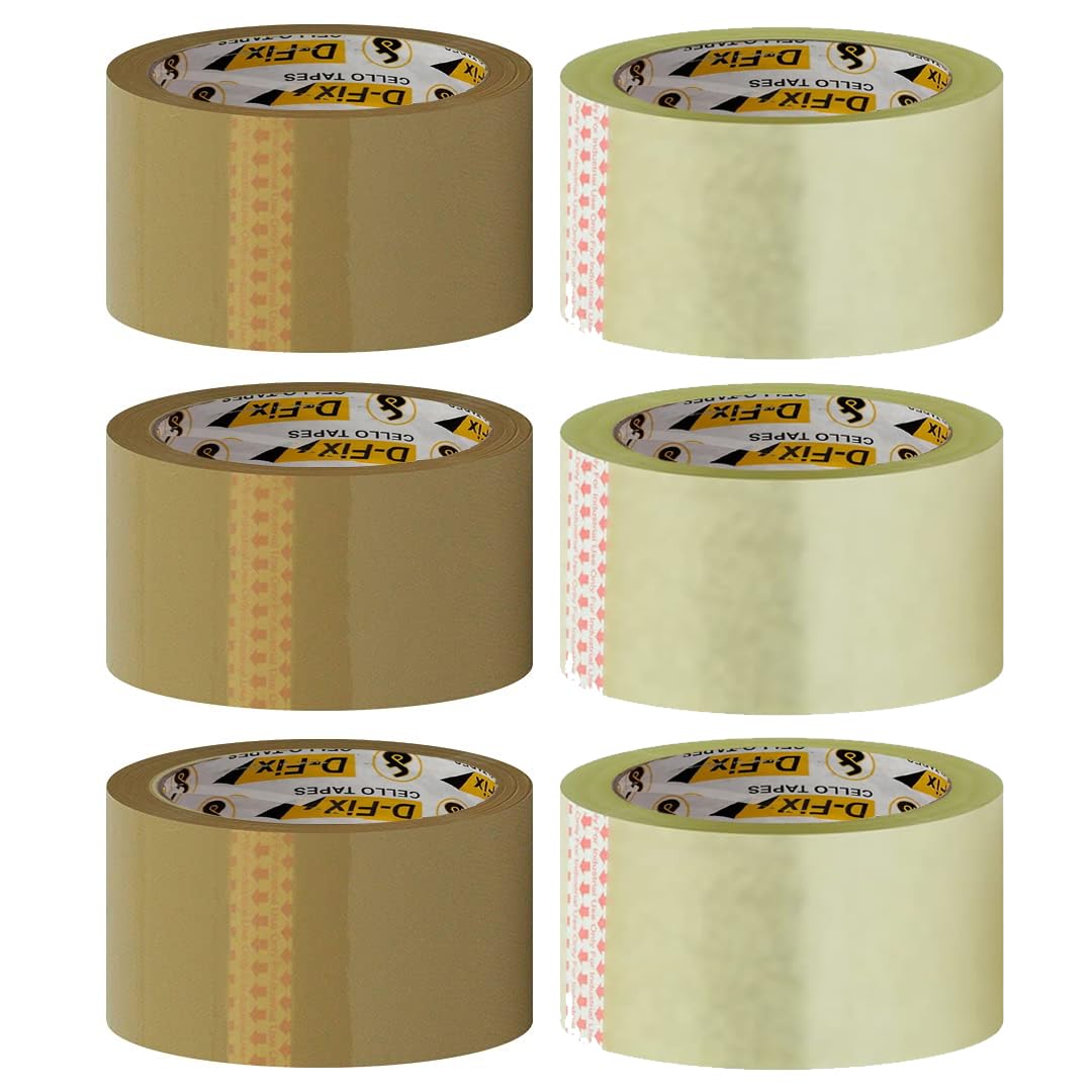 D-fix® 6PCS Self Adhesive Transparent and Brown Cello Tape - 65Meters in Length - 48mm / 2" Width - Per Pack - BOPP Industrial Packaging Tape for E-Commerce Box Packing, Office and Home use (B0CKW9L95Q) Amazon Price History, Amazon Price Tracker