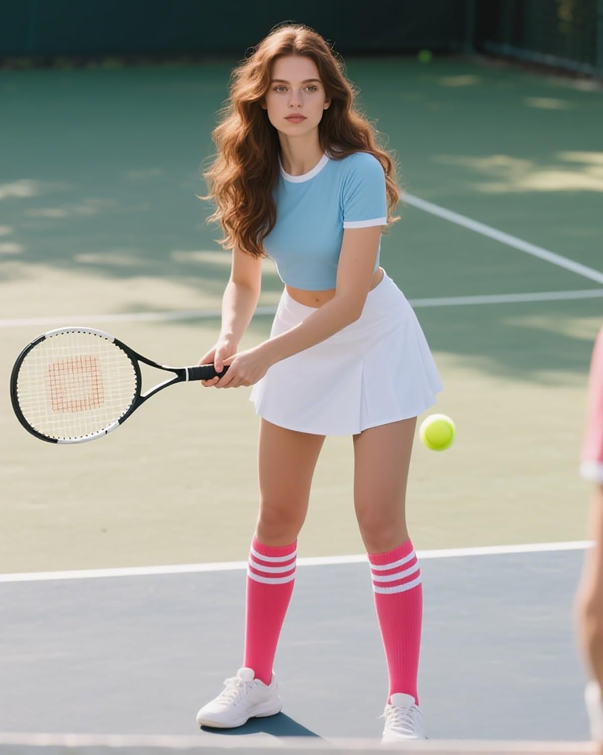 Century Star 3 Pairs Knee High Socks for Women-Long Striped Tube Thin Athletic Soccer Socks - Image 2