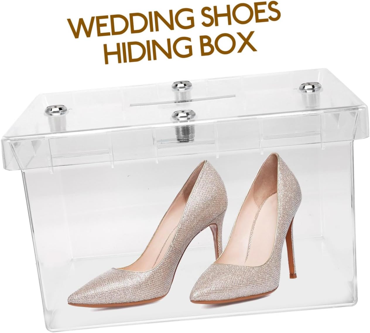 Acrylic Wedding Card Box with Lock Secure Wedding Shoes Box for Reception Cards and Keepsakes for Bridal Showers and Special Occasions
