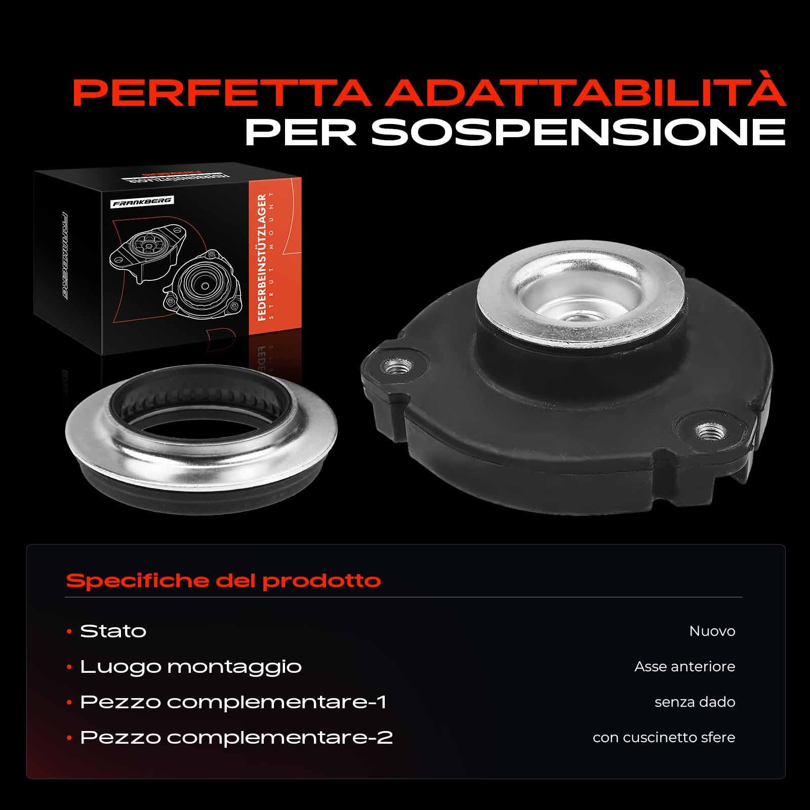 Frankberg Cuscinetto del montante Cuscinetto di supporto della sospensione Anteriore Compatibile con Polo 9A 9N Fabia II 542 Fabia II Combi 545 A2 8Z0 Polo 6N2 Replace# 6N0412249C