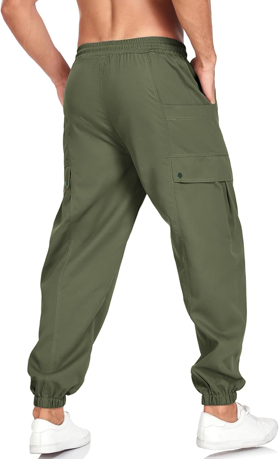 YYA Men's Streetwear Cargo Pants with Flap Pockets & Drawstring Elastic Waist Trouser Casual & Techwear Joggers S-XXL - Image 6