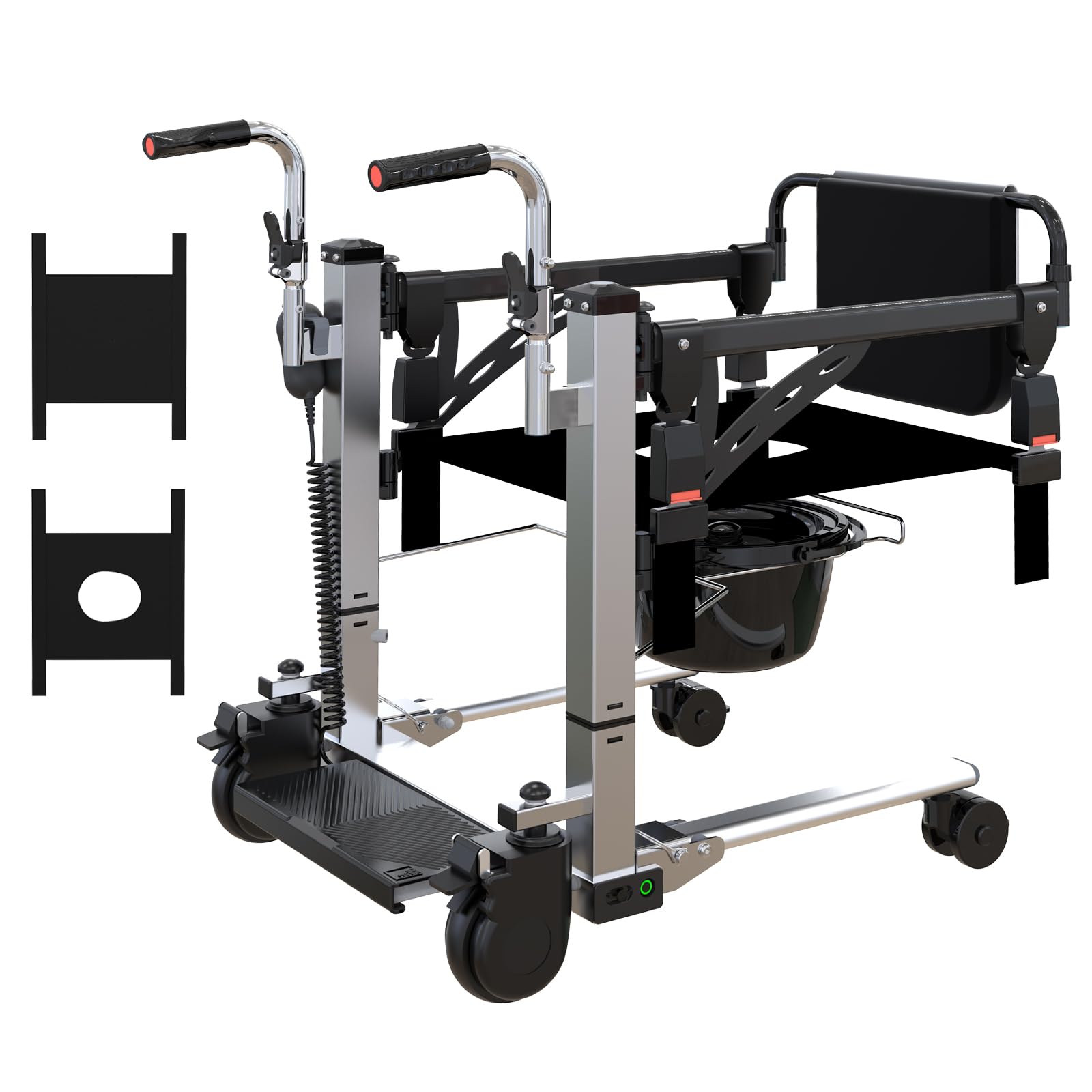 GarveeTech Electric Patient Lift Transfer Chair,Hoyer Lifts for Home,Hydraulic Patient Lift Transfer Chair, Bathroom Wheelchair with 180° Split Seat and Potty, Portable Elderly Lift Bedside Commode