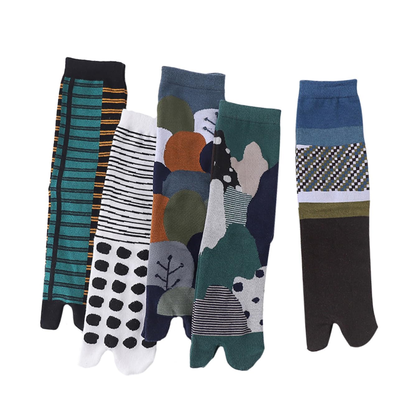 GALPADA 5 Pairs Socks Finger Socks for Men Women Anti-skid Design Comfortable for Flip-flops Sandals