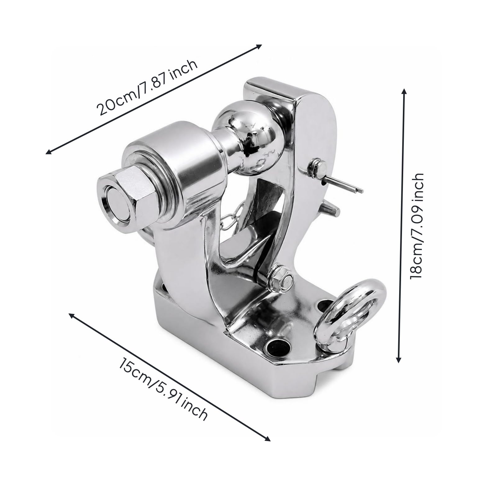 predolo Metall-Tow-Hook mit Montagehalterung schwenkbar schwenkbarer Anhängehaken schwer belastbar Abschleppvorrichtung, Verchromte Anhängerkupplung