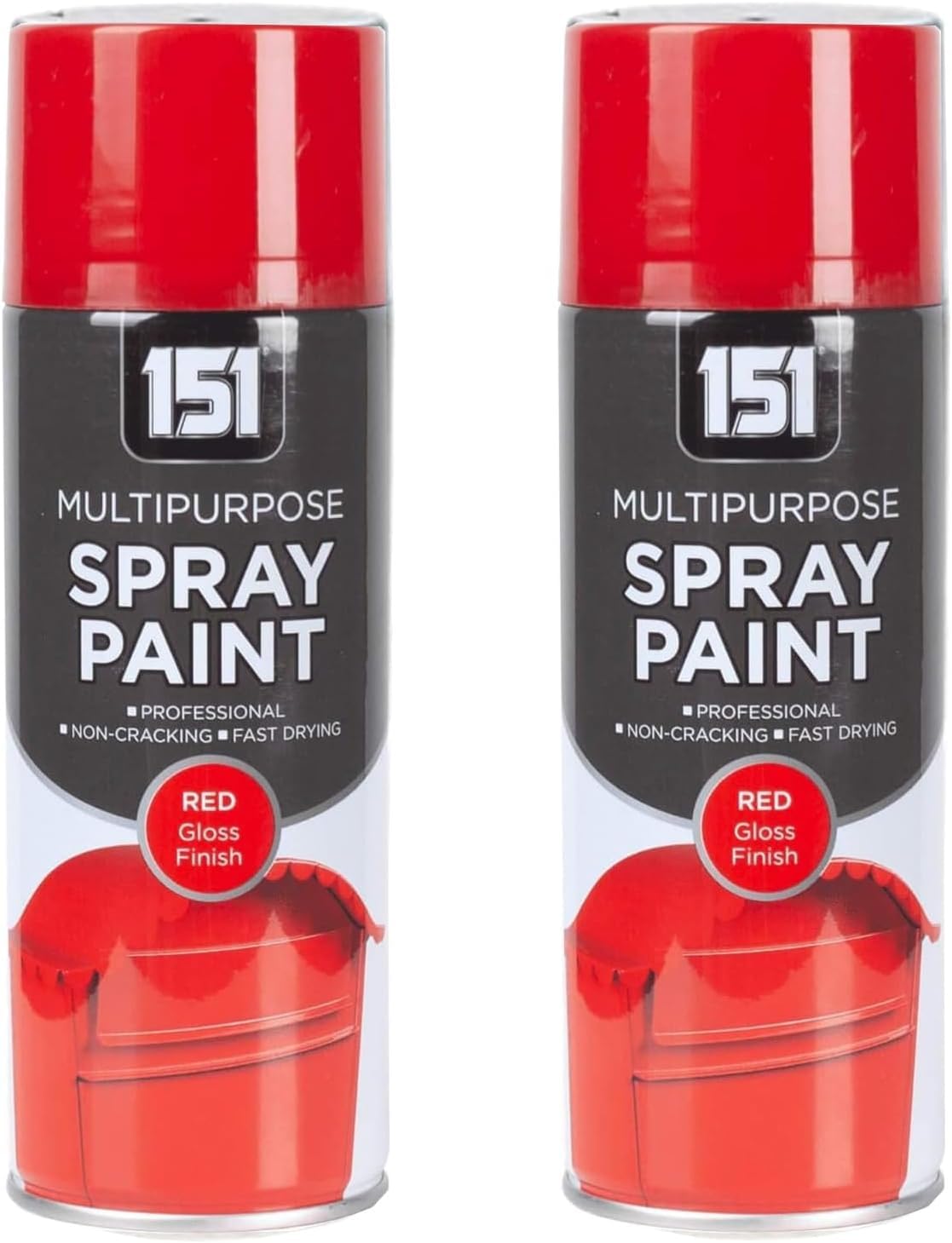 YSAMAX 151 Multipurpose Red Gloss Finish Spray Paint, Eye-Catching And Polished Look, Fast drying Formula, Weather-Resistant Properties, 400ML, (2PCS)