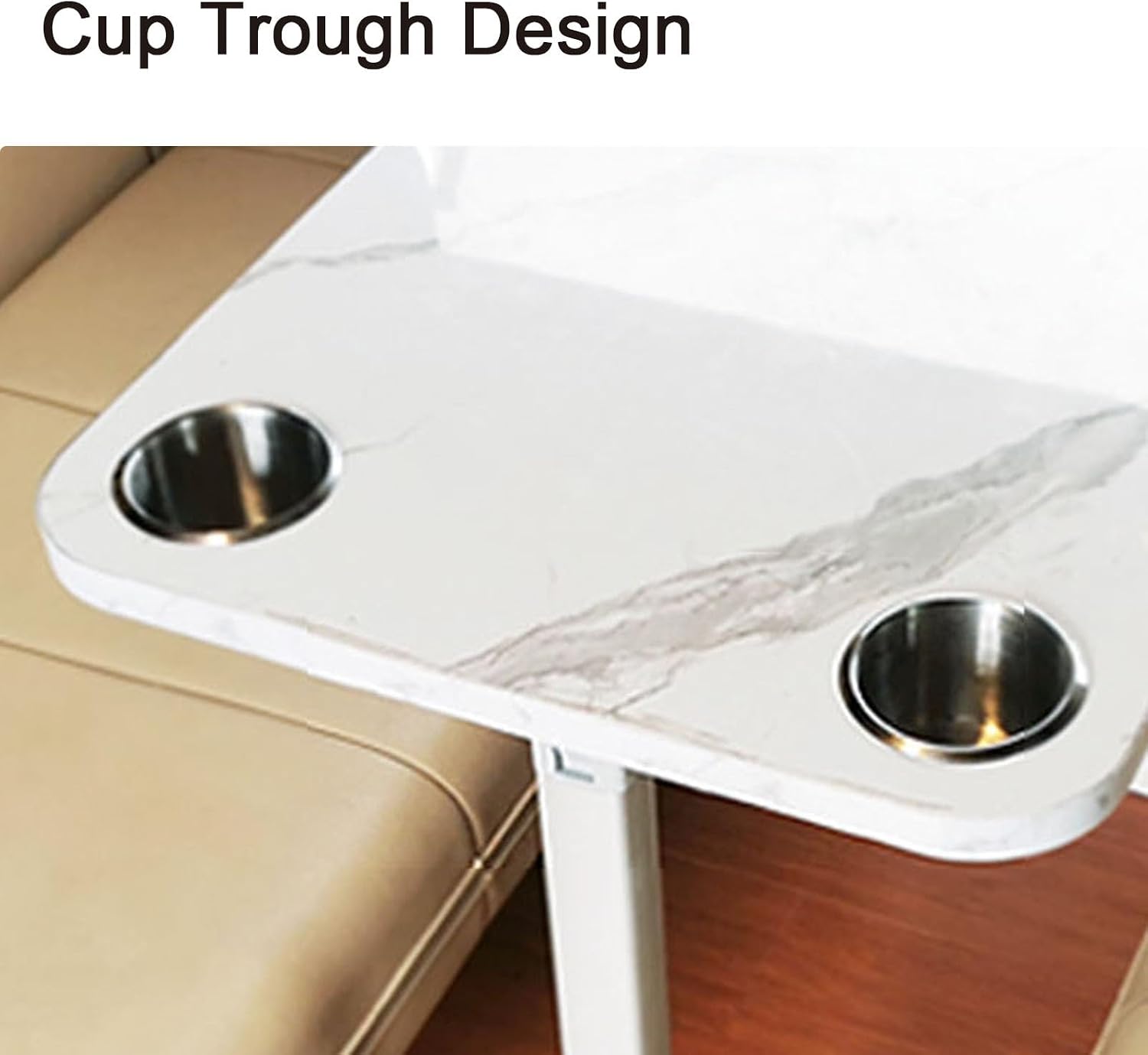RV Table Top with Cup Holders, 31'' x 16'' Rectangular Design, Removable Wood Table for Caravan, Marine, Boat, Motorhome