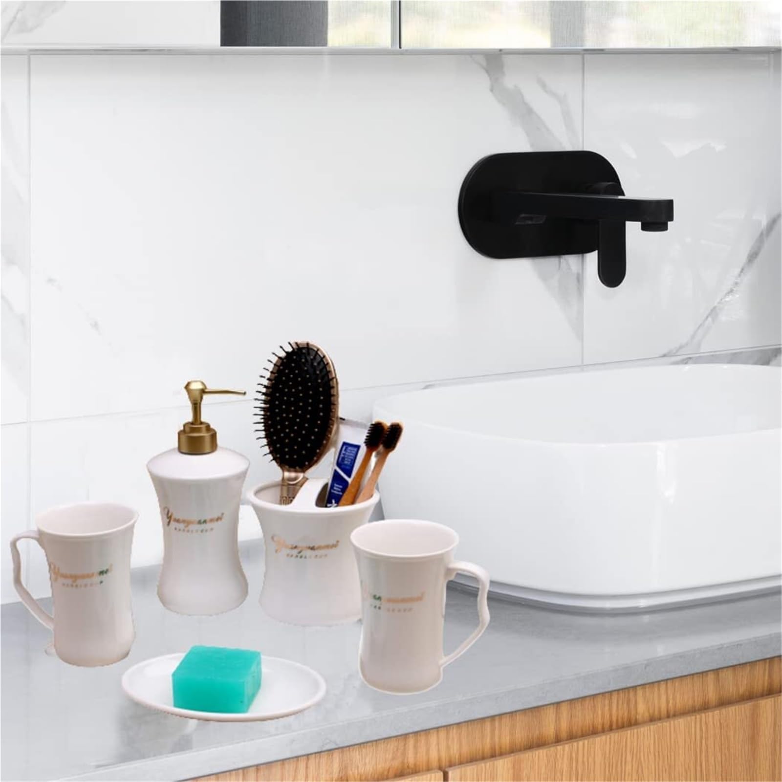 Accessori da bagno Set di accessori da bagno in ceramica, 5 pezzi, arredamento moderno for la casa Set di dispenser per sapone