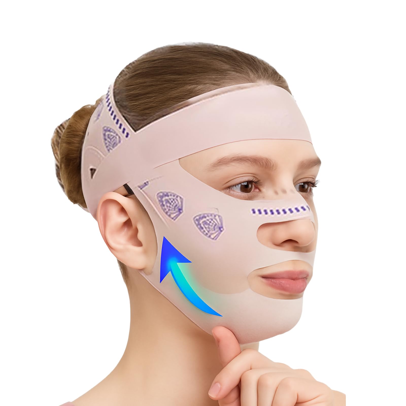 Face Lifting Mask, Double Chin Reducer and Jawline Shaper, V Shape Face Sculptor, Silicone Face Mask for Women and Men, Pink, Faces Fat Reducer and Lifting Belt for Daily Use and Sleeping