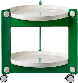 Bedside Cabinets, Artistic Bed Side Table with Universal Caster Wheels, Small End Table Round Side Table for Couch, Bed, Dorm, Small Spaces, Bedroom, Living Room,Green