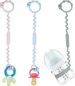 Silicone Toy Straps for Babies - 3 Pack Adjustable Stroller Straps Toys ...