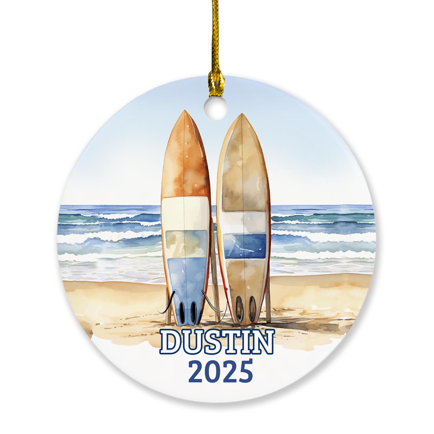 Personalized Surfing Christmas Ornament 2025, Surfboard Christmas Tree Hanging Decor, Custom Name Sport Lovers Keepsake Ornament, Surfboard Xmas Ornament Gift for Surfboarding Lover, Surfing Ornament