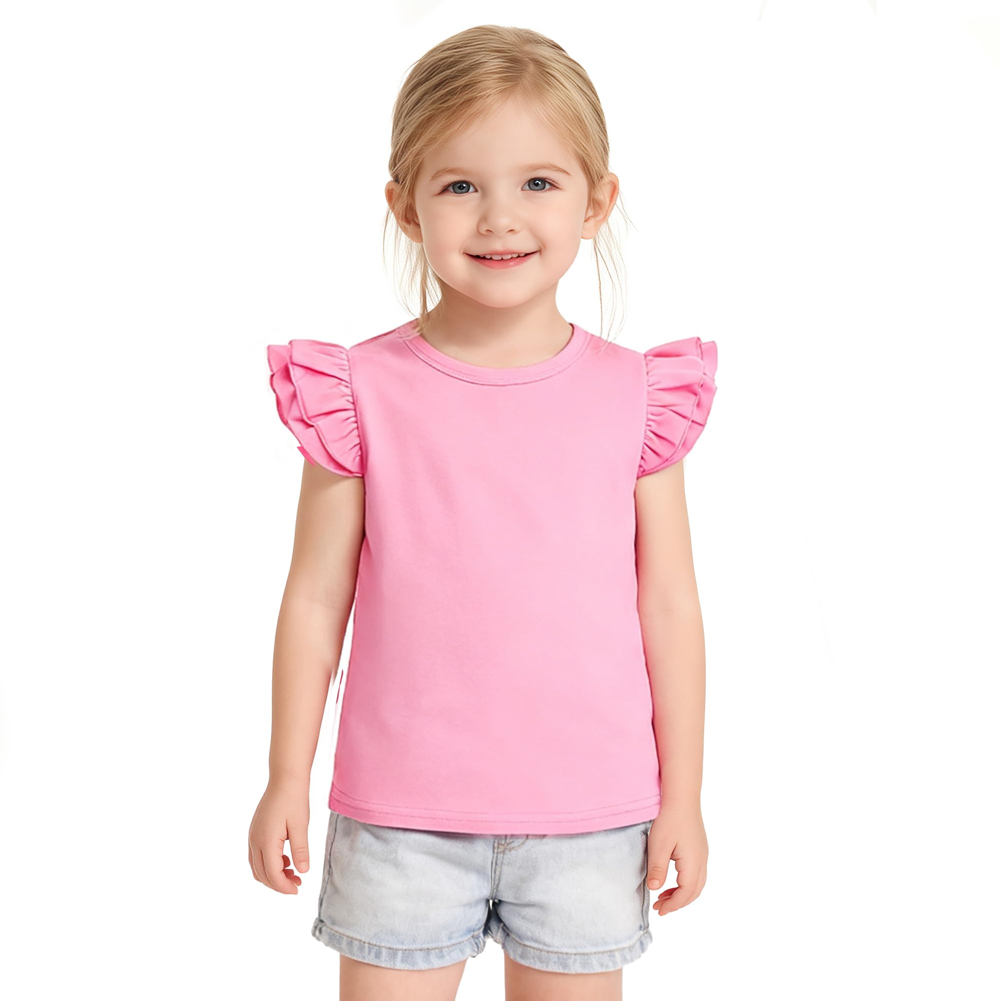 Toddler Baby Girls Solid Color Ruffle T Shirt