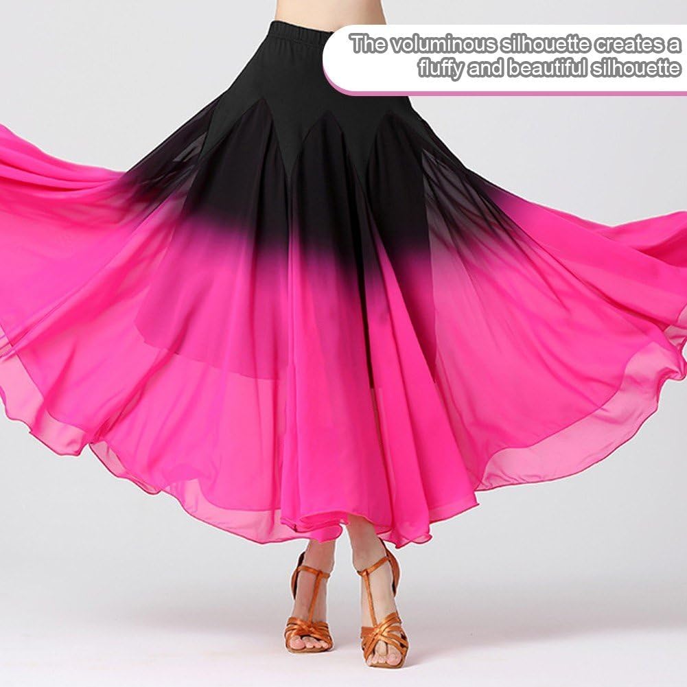 Ballroom Dance Long Skirt Women Flamenco Dance Skirt Gradient Swing Skirt Belly Dance Costumes for Modren Dance Practice