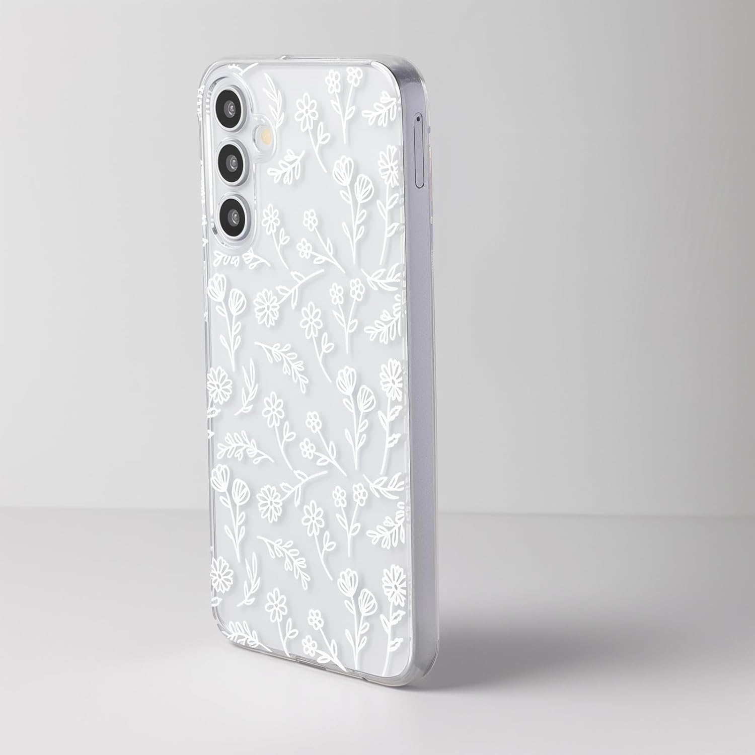 Cute Floral Phone Case Compatible with Samsung Galaxy A16 4G/ 5G Case, White Flowers Aesthetic Pattern Print Soft TPU Drop Protection, for Girls Women 6.7", Clear - Image 3