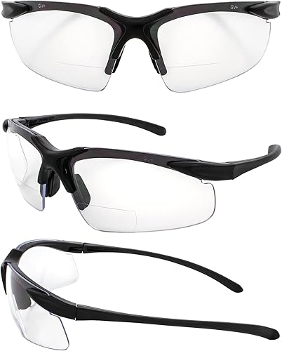 Miniatura 2 de Global Vision Apex 2.5 - Gafas de seguridad bifocales, 2 pares de lentes transparentes y ahumadas