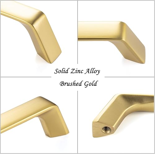 Miniatura 4 de ASKANO ZP2210 - Tirador de armario de cocina con arco dorado cepillado de 5 pulgadas, paquete de 10 unidades, herrajes sólidos para cajón, aparador,