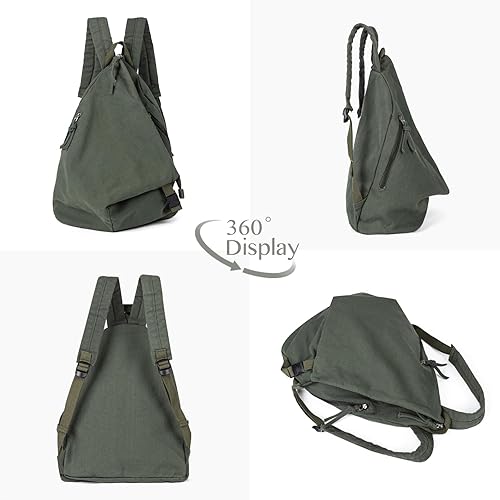Miniatura 3 de Mochila de lona para mujer, mochila de viaje para hombre, estilo vintage, para mochilas casuales, Verde-C, Mochila casual