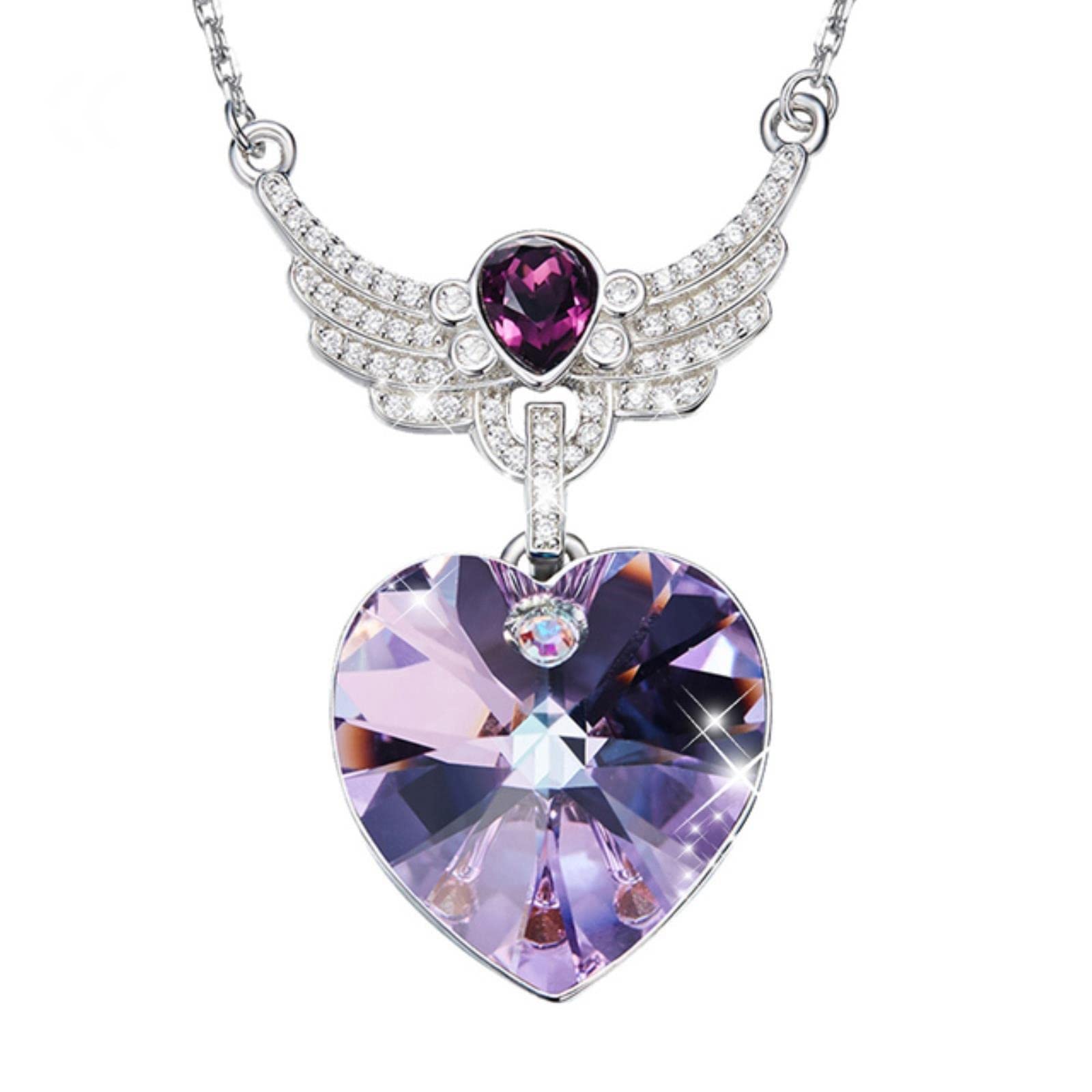 Collana Impreziosito con Cristalli Collane Gioielli per Le Donne Blue Heart Pendant Wings Jewelry