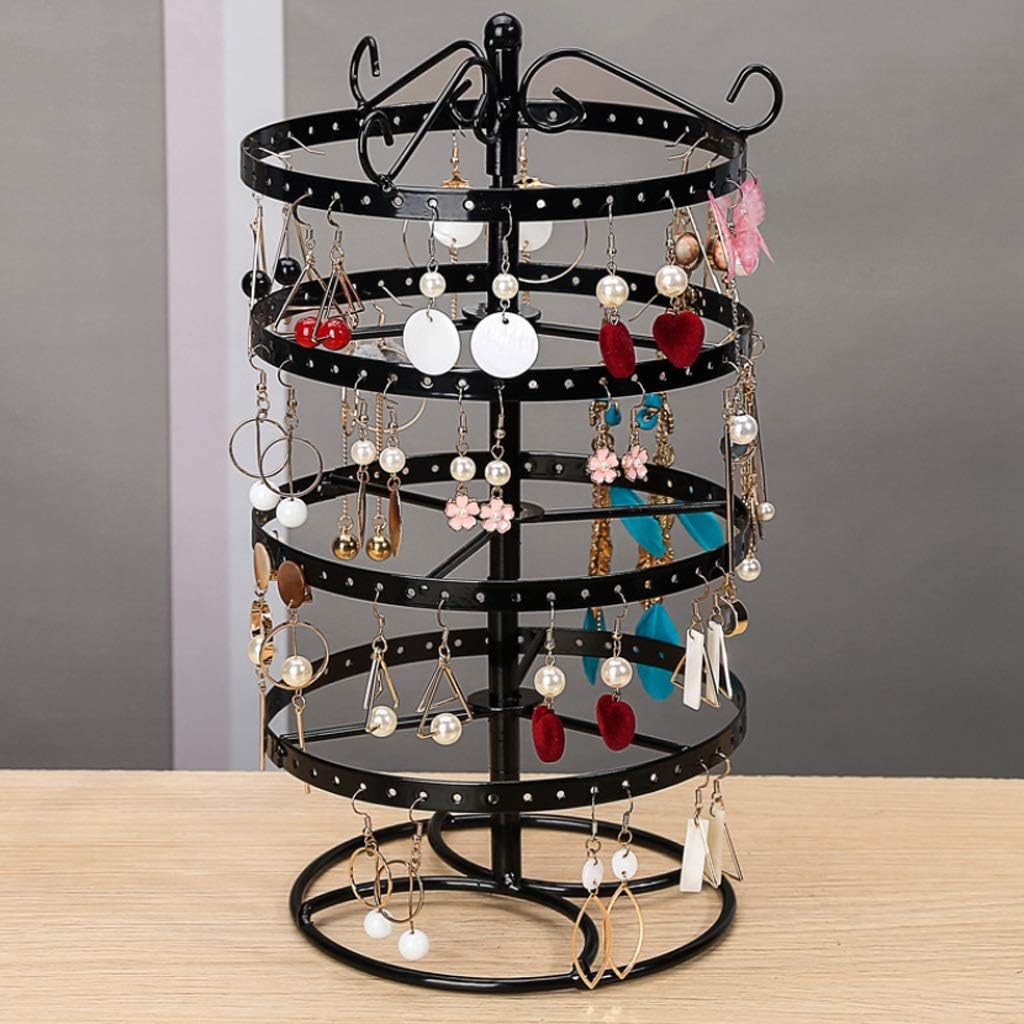 4-Layer Circular Rotating Metal Wrought Iron Earring Jewelry Rack, Bracket Storage Rack Display Rack