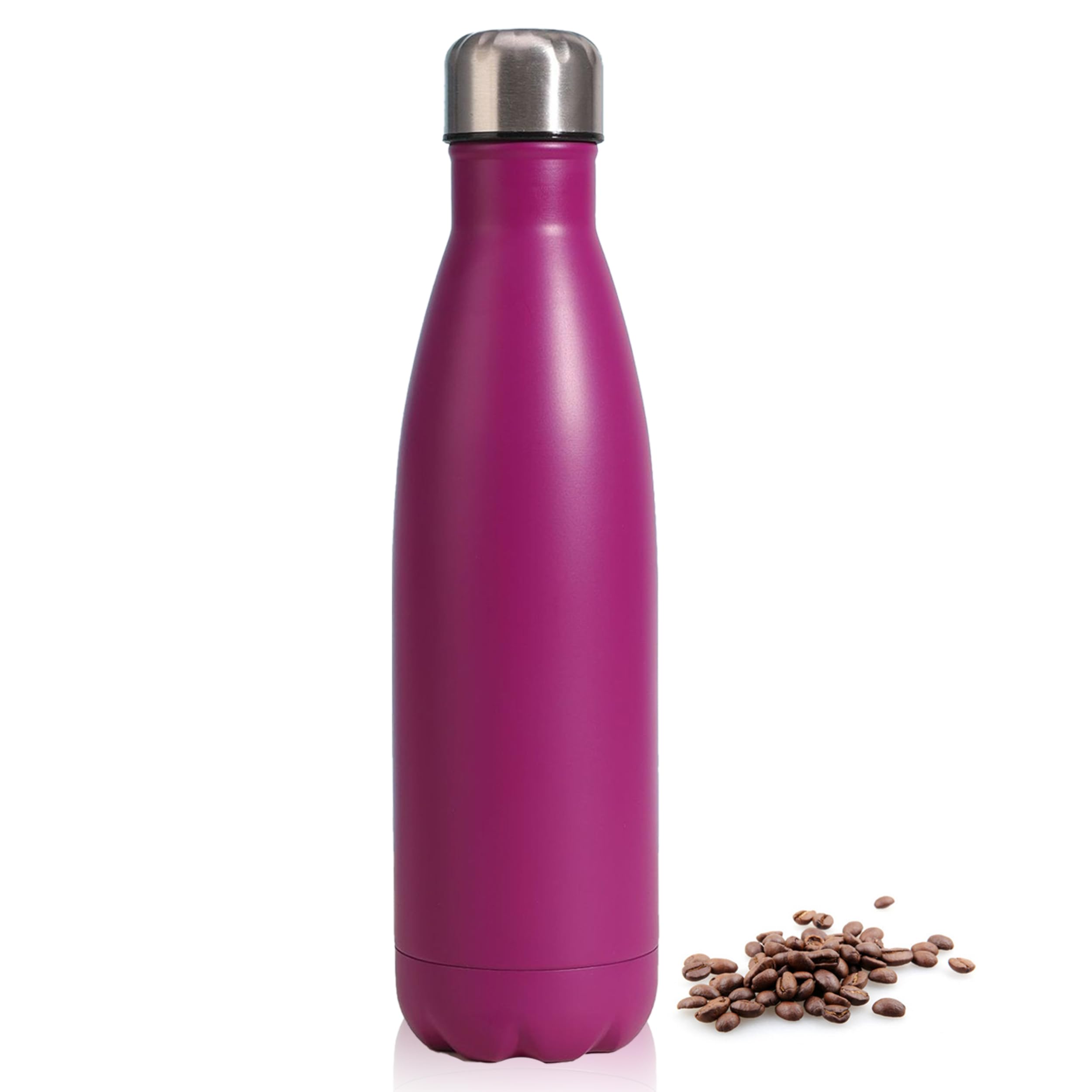Insulated Water Bottle, 500ml Stainless Steel Thermal Flask, Vacuum Insulated Flask for Hot & Cold Drinks, Leak-Proof Thermal Metal Drinking Water Bottles for Kids, Gym, Sports, Travel (Purple)