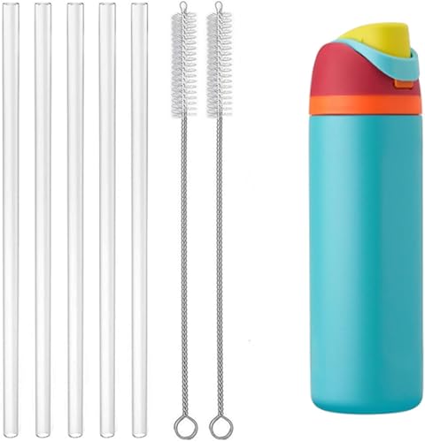 Pajitas de repuesto para Owala FreeSip de 24 onzas, 32 onzas, 6 popotes de plástico reutilizables con cepillo de limpieza para botella de agua de