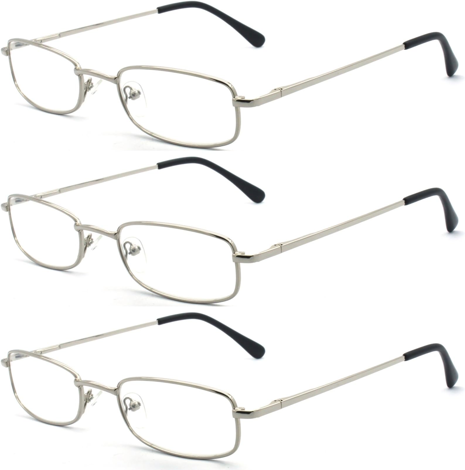 Classic Readers Rectangular Metal Reading Glasses for Men and Women, Multi-colored