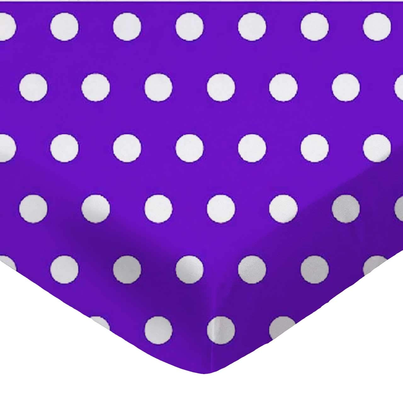 SheetWorld Baby Fitted Playard Sheet 24 x 42 inches, 100% Cotton Woven Sheet, Unisex Boy Girl, Polka Dots Purple Made in USA, Compatible with Travel Crib