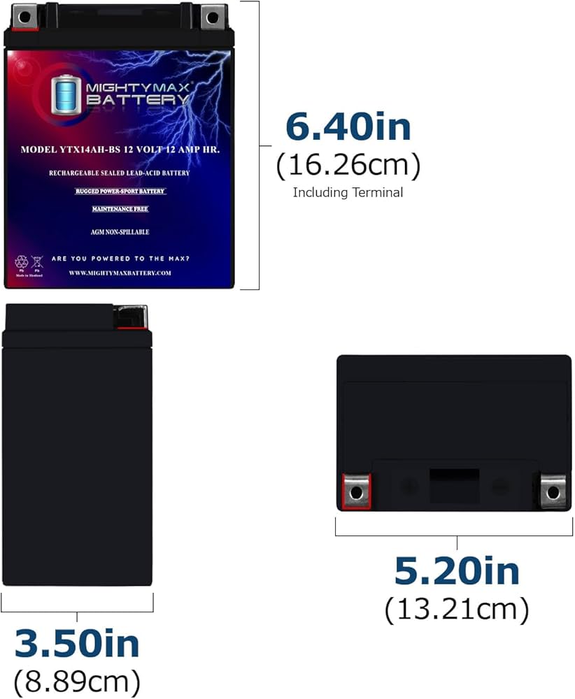 Amazon.com: Mighty Max Battery YTX14AH 12V 12AH Battery for