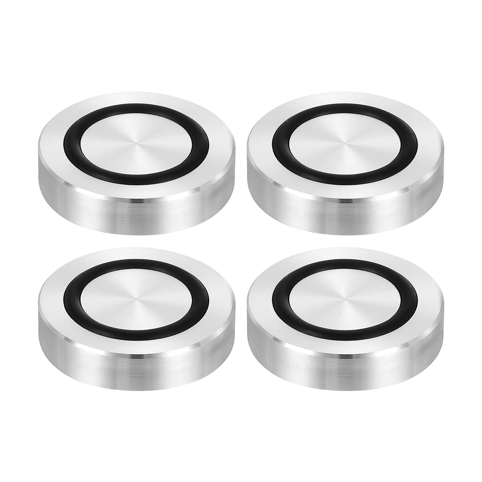 uxcell M8 Thread 35mm / 1.4" Dia 8mm Thick Aluminum Circle Disc Glass Top Adapter 4pcs Round Solid Table Feet Pad Plate Hardware with Anti-Slip Rubber