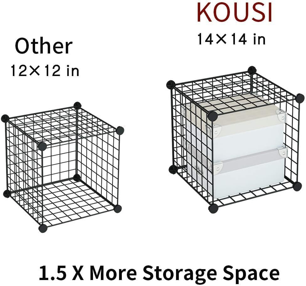 Miniatura 5 de Rejilla de metal de 14 x 14 pulgadas, 30 unidades, estantería modular de cubos, estantería apilable para oficina, dormitorio y sala de estar
