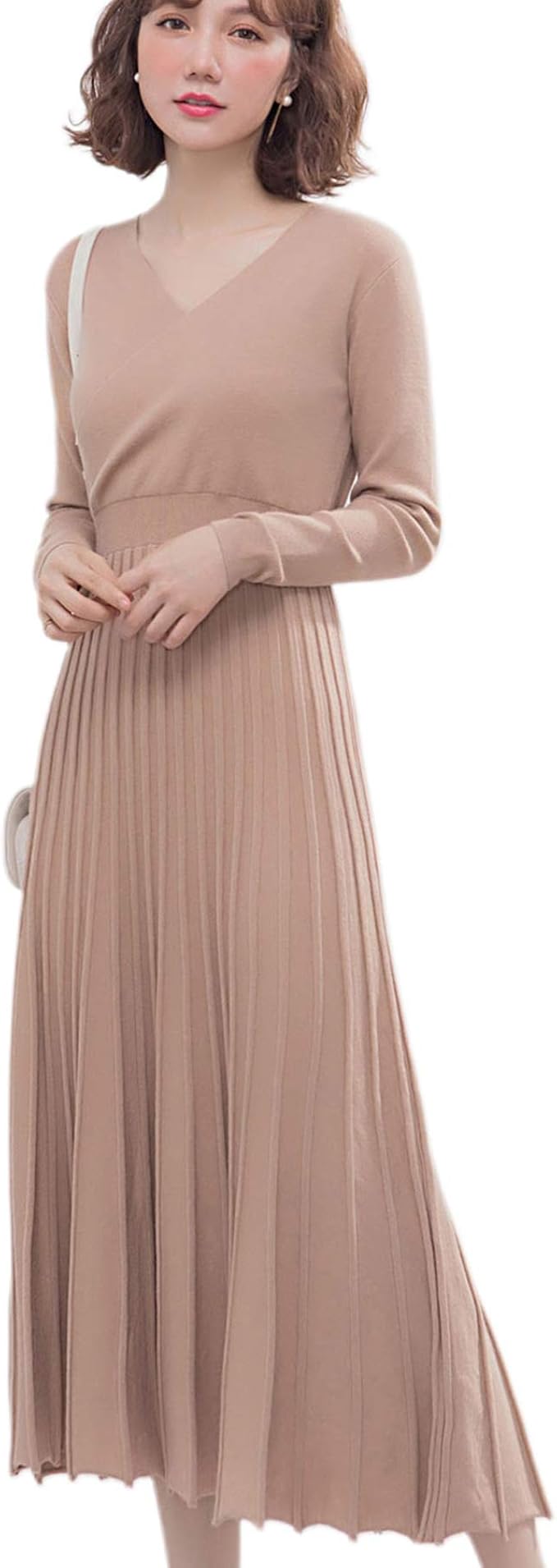 在庫一掃最安挑戦 ワンピース 秋冬 大人 春 長袖 きれいめ ロング ニット ニットワンピース フレア 上品 袖あり 大人カジュアル シニアファッション Carlavista Com