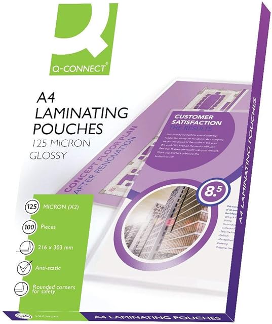 Q-Connect KF04116 Laminating Pouch A4 125-Micron (Pack of 100)