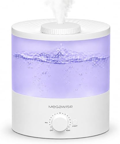 [Koupon Crawler] Megawise Cool Mist Humidifiers for Bedroom, 2L Tank Ultra-Quiet Humidifier for Large Room, 40H Runtime with 7 Color Ambient Light, Auto Shut-Off Protection
